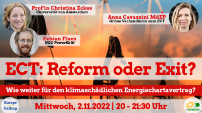 ECT: Reform oder Exit? - Webinar in Kooperation mit Europe Calling e.V. @ Zoom