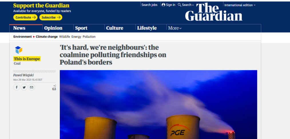 Screenshot des Online-Artikels im The Guardian