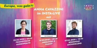 Insta-Live "Europa, was geht?!" mit Hannah Neumann zur Feministischen Außenpolitik @ https://www.instagram.com/anna.cavazzini/
